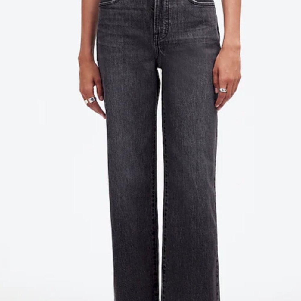 Madewell The Perfect Vintage Wide-Leg Crop Black Jeans Size 25